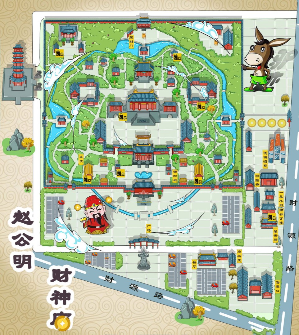 贵阳寺庙类手绘地图